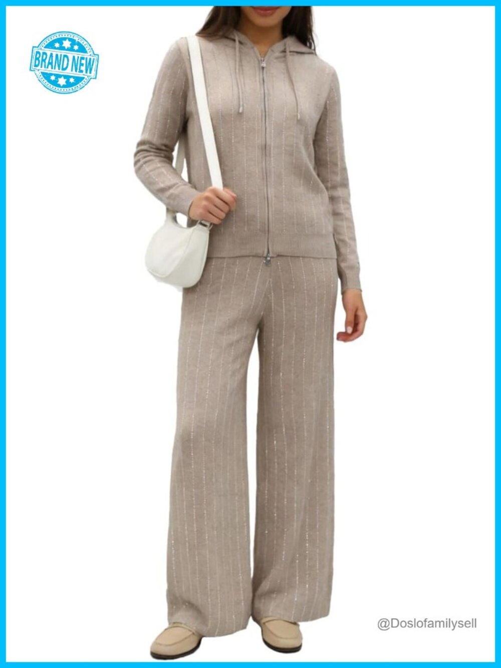 Cozy Lounge Track Set - Zip Up Hoodie & Wide Leg Pants
